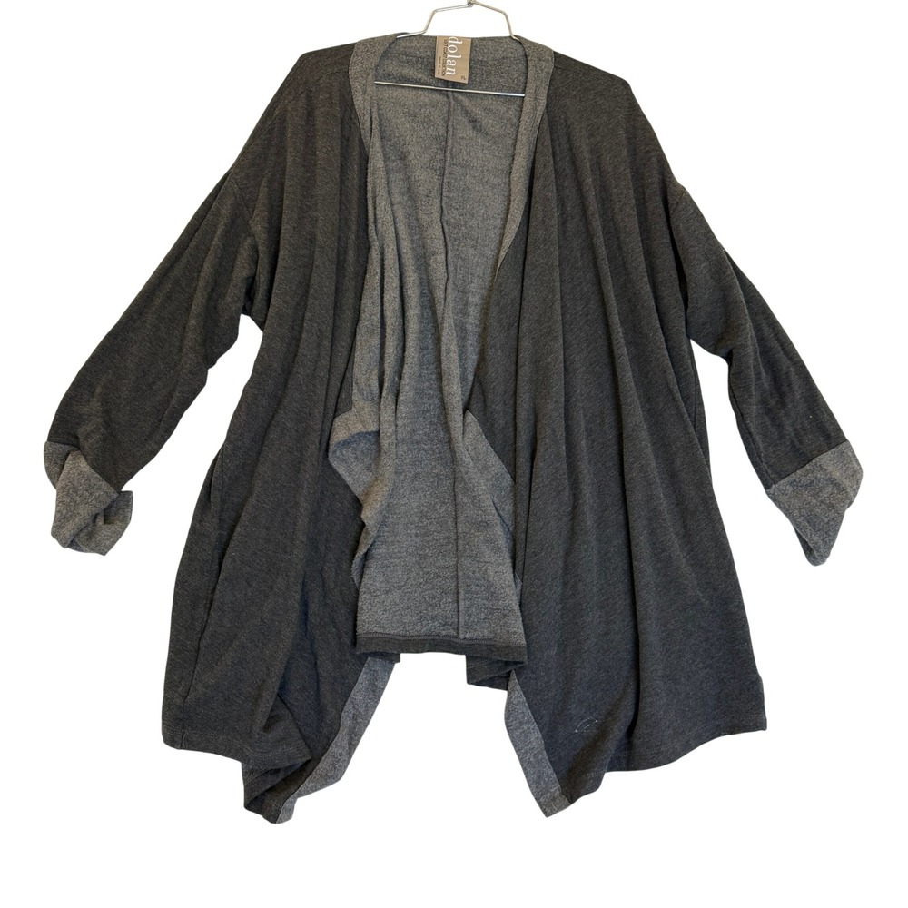 Dolan Left Coast Collection Gray Open Front Draped Cardigan XL Pockets USA Made